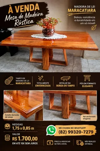Mesa Rústica Madeira