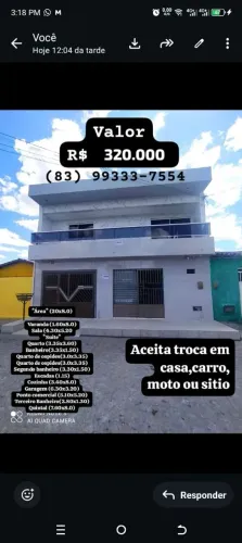 Casa fica no centro de sapé PB próximo a creche 