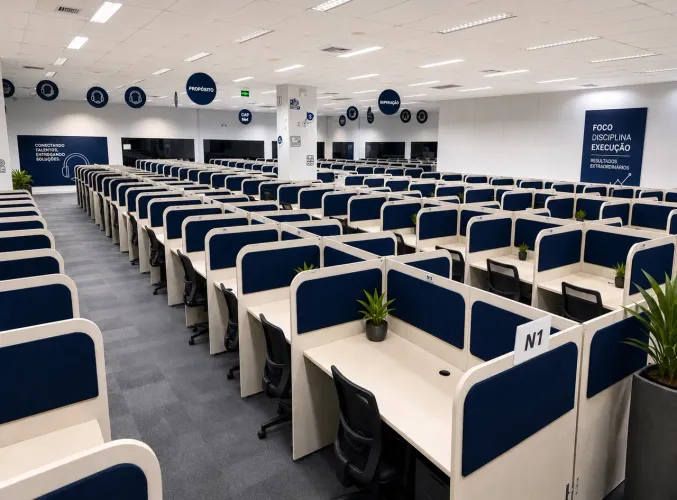 Estação de trabalho baia para callcenter nr17
