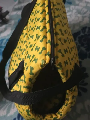 Bolsa Mala De Transporte Para Cães E Gatos Pequenos - Amarela Estampada