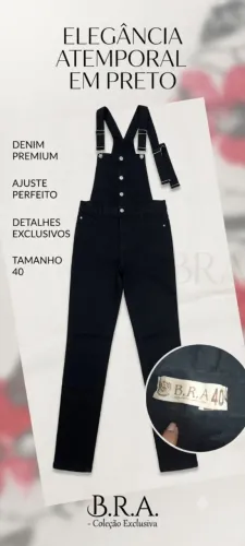 Macacão djeans preto feminino- tam 40