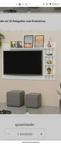 Painel de Tv Ripado até 32 Polegadas com Prateleiras Netmobil - Branco Branco