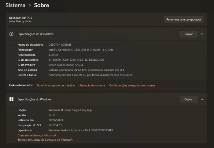 Vendo computador de Escritório