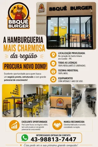 BBQuê Burger - Vende-se - Hamburgueria em funcionamento - Oportunidade de Negócio