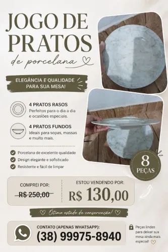 Jogos de pratos 8 peças