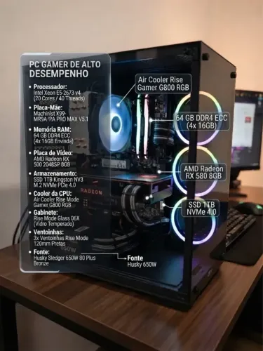 Computador Gamer Completo 64GB RAM e 1TB