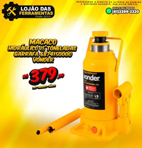 Macaco Hidráulico 15 Toneladas Garrafa * Vonder
