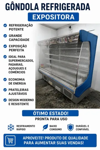 Expositor Refrigerado Aberto Gelopar GSTO 240 Geladeira Mercado Balcão Frios