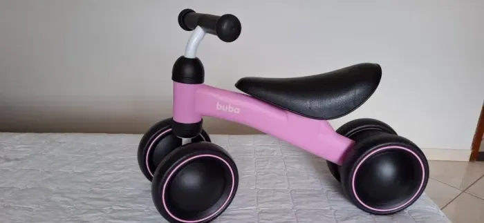 Bicicleta De Equilibrio Sem Pedal 4 Rodas Infantil Buba Rosa