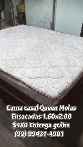 Cama Casal Queen Size Molas Ensacadas 1.60 x 2.00 - Semi Nova (Entrega grátis)