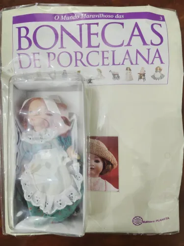 Boneca e fascículo mundo maravilhoso das bonecas de porcelana item antigo