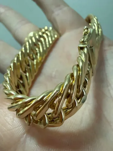 Pulseira Groumet de ouro 34.37g 18k procedência garantia eterna