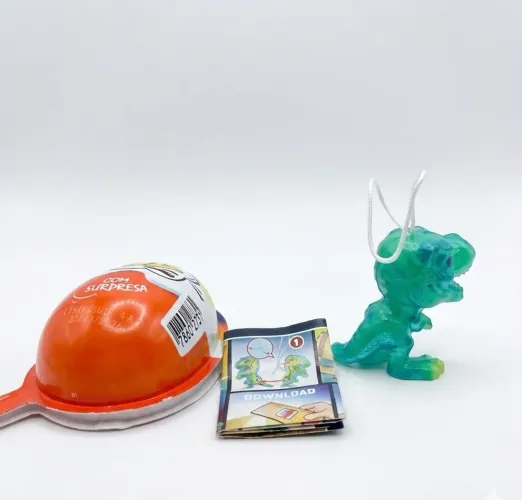 Miniatura Jurassic World dinossauro T-rex brilha no escuro kinder joy raro colecionador