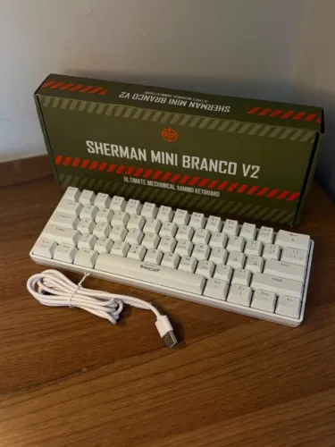 Teclado Mecânico TGT Sherman Mini V2 Branco - Huano Blue ABNT2