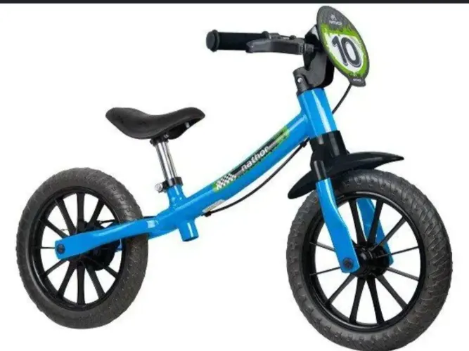 Bicicleta Infantil Aro 12 Sem Pedal Balance Bike Azul Masculina Nathor