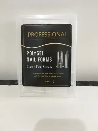 Kit Molde F1 120 Unhas Polygel, Tiras Gel p/ Unhas, Pote p/ Cosmético e Cola Fibra Órtese