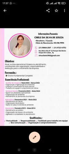 Disponível pra vagas de emprego 