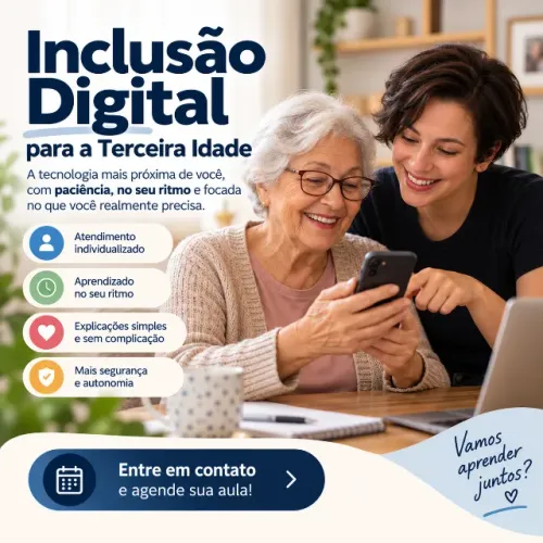 Aulas de Informática para Idosos, Celular, Computador, Smart TV e Inclusão Digital