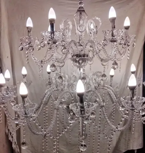 LUSTRE DE CRISTAL GIGANTE 18 BRAÇOS - COMPLETO - IMPECÁVEL