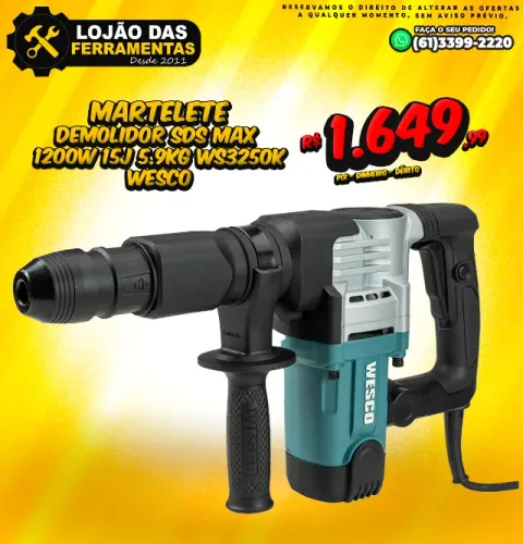 Martelete demolidor sds Max 1200w 15J 5.9kg WS3250k Wesco