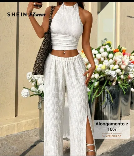 Conjunto cropped e calça off