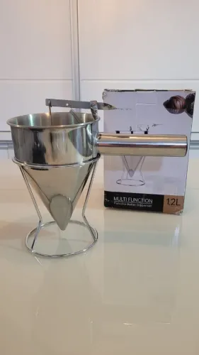 Funil Dosador Inox 1200ml Utensilios Cozinha Com Prateleira