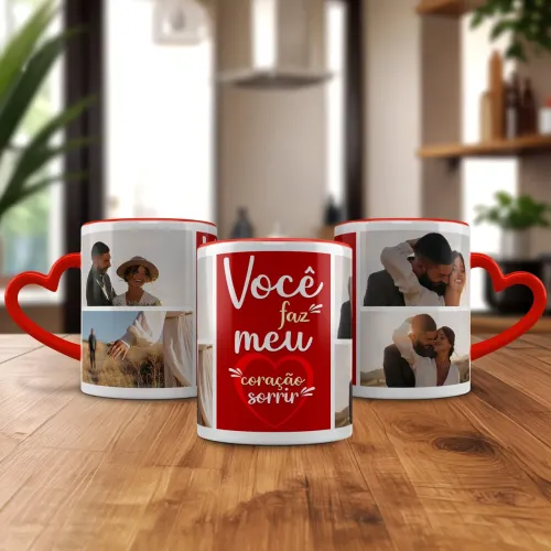 Caneca com a frase você faz meu coração sorrir