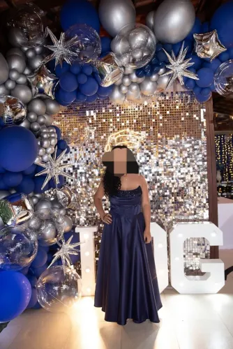 Vestido de formatura G, azul marinho, tomara que caia com corset