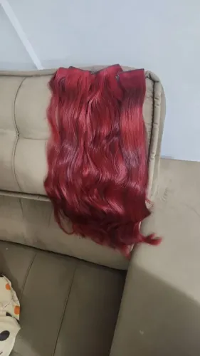 Cabelo brasileiro do sul , 66cm , 190 gramas , na cor vermelho 0.6 , 2000