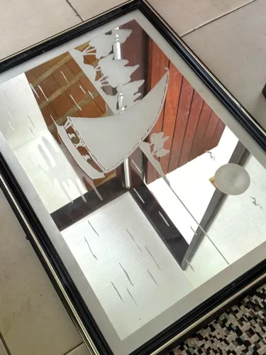 Quadro Decorativo com Espelho e Moldura Preta