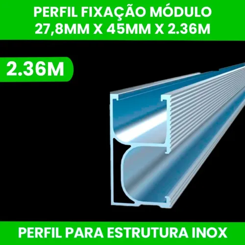 Perfil Barra Trilho Suporte Painel Placa Solar 2.40m e 2.70m