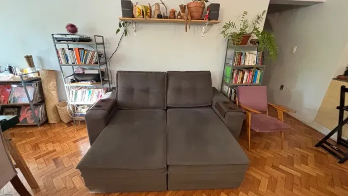 Sofá 3 lugares retrátil e inclinável (Cinza)