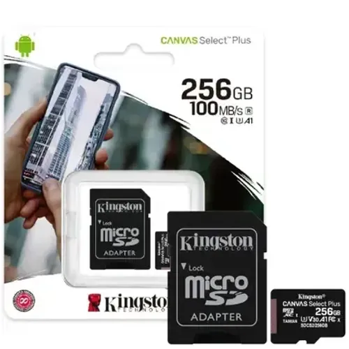 Sem estoque Cartão Mmicro SD Kingston Select Plus 256GB, 