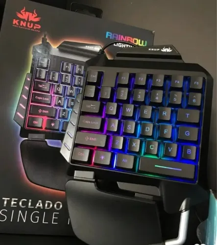 Teclado Gamer 1 Mão Semi-Mecanico Colorido - Entrega Grátis