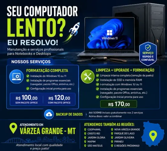 Formatação e Otimização de Notebooks e Desktops
