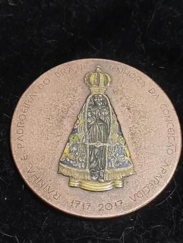 Medalha de bronze 55 Gr 300 anos encontro da imagem de nossa senhora Aparecida