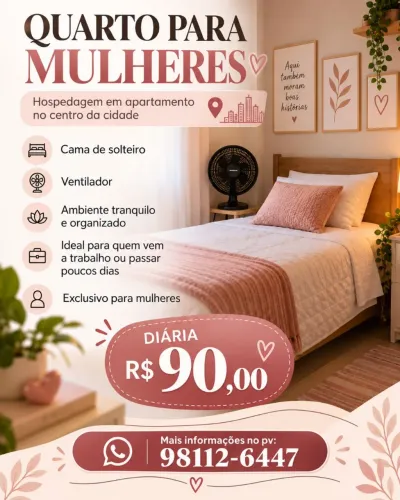 Aluguel de quarto para mulheres