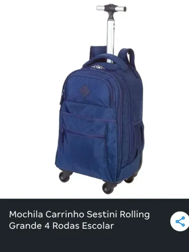 Mochila Carrinho Sestini Rolling Grande 4 rodas escolar