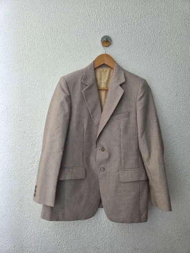 conjunto blazer e colete alfaiataria vintage bege xadrez 44