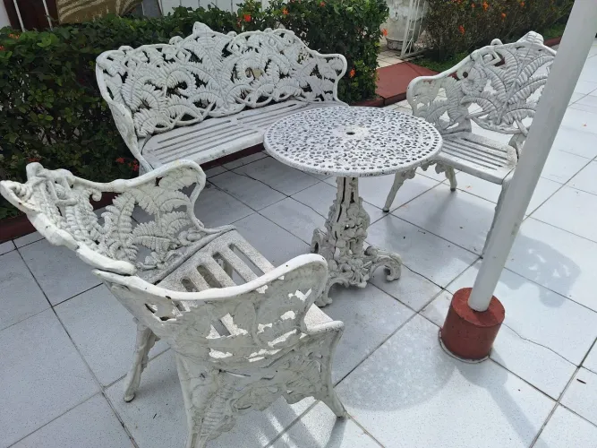 Conjunto de terraço samambaia de ferro fundido 4 pecas