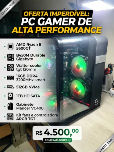 PC Gamer 5600gt 16gb 512gb 1tb hd walter cooler