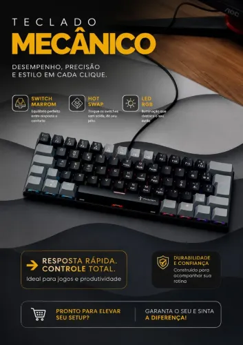Teclado mecânico gamer 60% (NOVO)