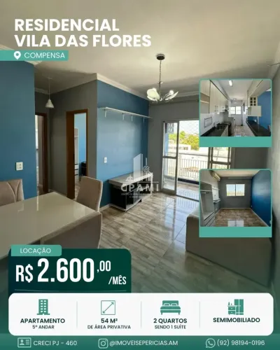 Vila das Flores | 2 Quartos (1 Suíte) | Semimobiliado | R$ 2.600
