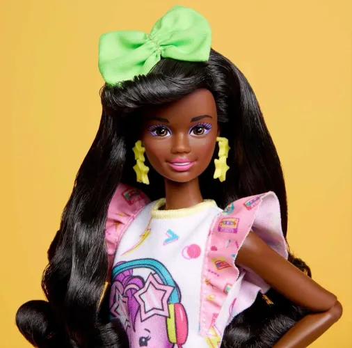 Rara Barbie Rewind Slumber Party Negra 80s Lacrada NRFB