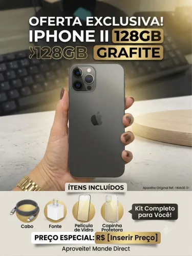 iPhone 12 Pro Max 128GB Grafite + Fonte, Cabo, Película e Capinha Completo