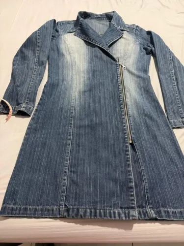 CASACO JEANS FEMININO LONGO
