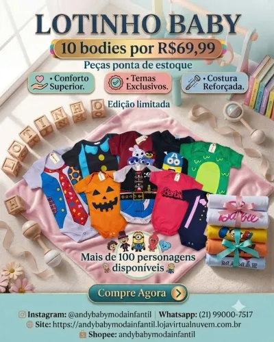 LOTE BABY COM 10 BODIES NOVOS
