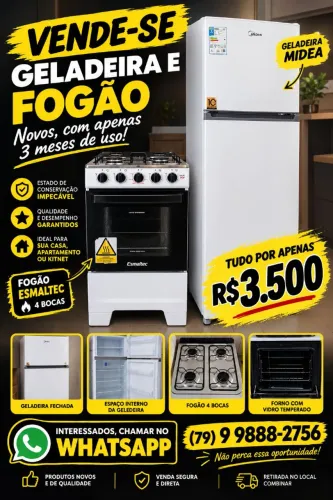 Vendo kit Geladeira e Fogão com apenas 3 meses de uso