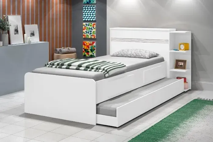 Cama Baú com Auxiliar Ônix Com Gavetas! Frete + Montagem Grátis