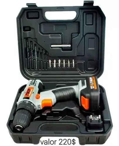 Furadeira Parafusadeira à Bateria 12V com Maleta e 13 Acessórios FP12X NKF novo entregamos